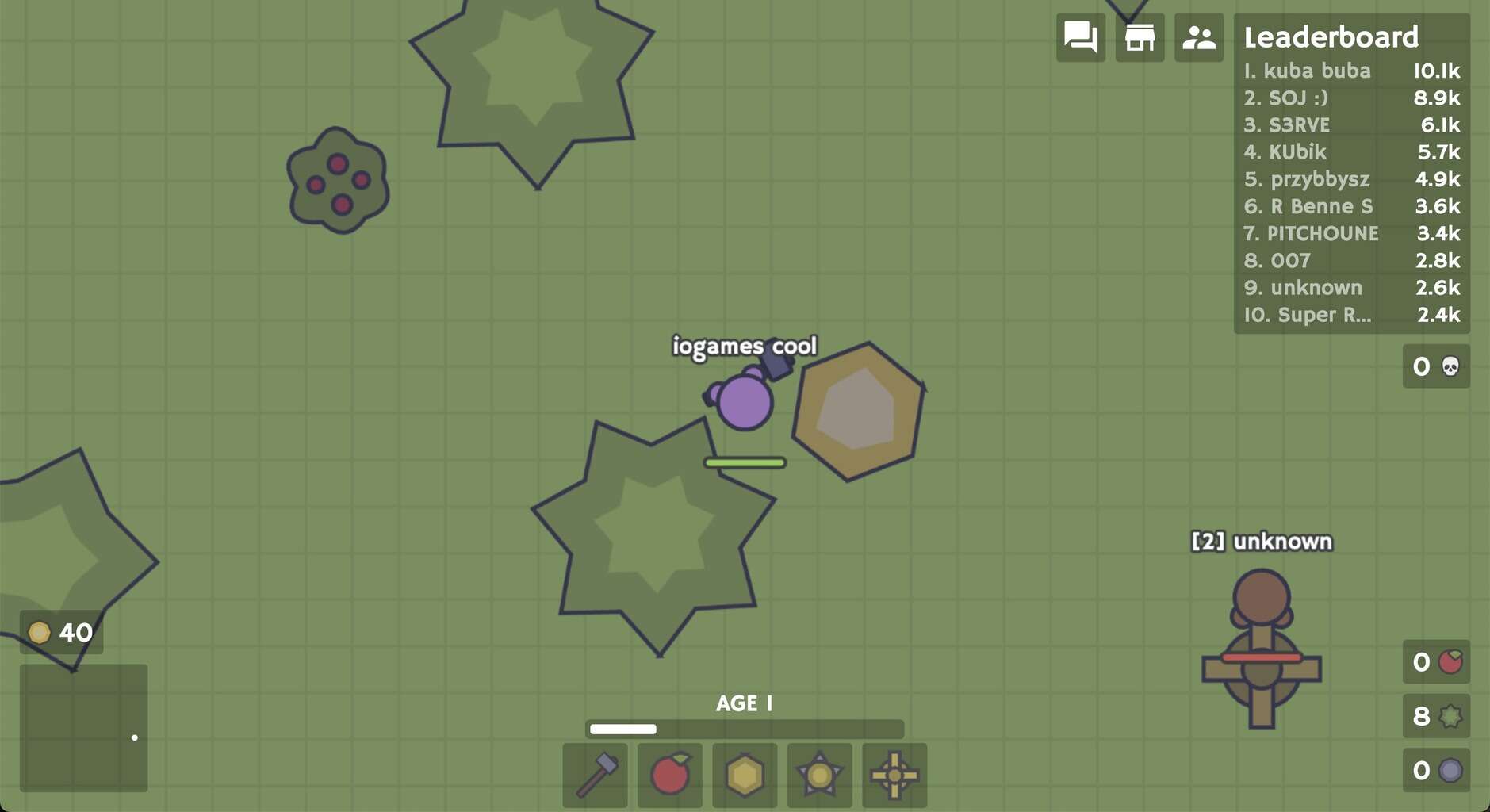 ein screenshot von dem survival browser-spiel moomoo.io