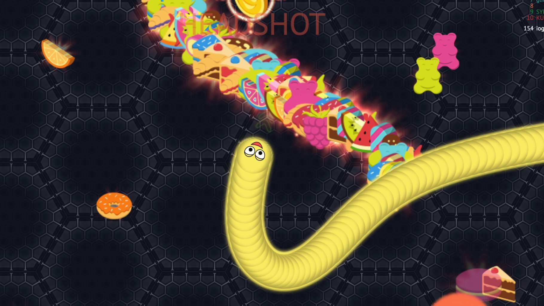 ein screenshot von dem snake web-spiel wormate.io