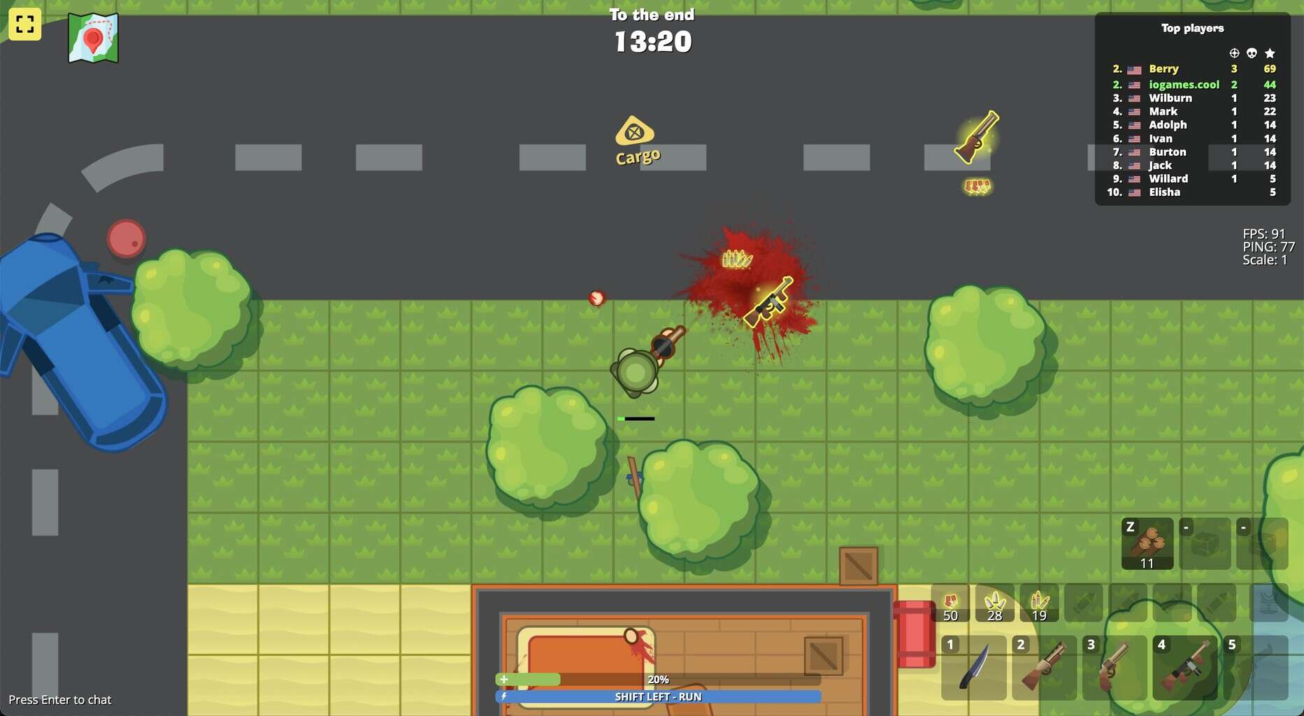 ein screenshot von dem schießen browser-spiel crazybattle.fun